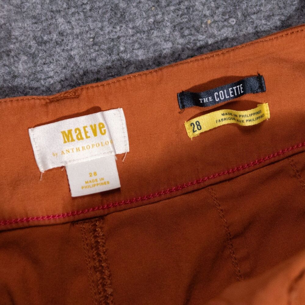 Maeve Anthropologie Colette Wide Leg Crop Pants Women's 28x26 Linen Blend Orange - Picture 3 of 6